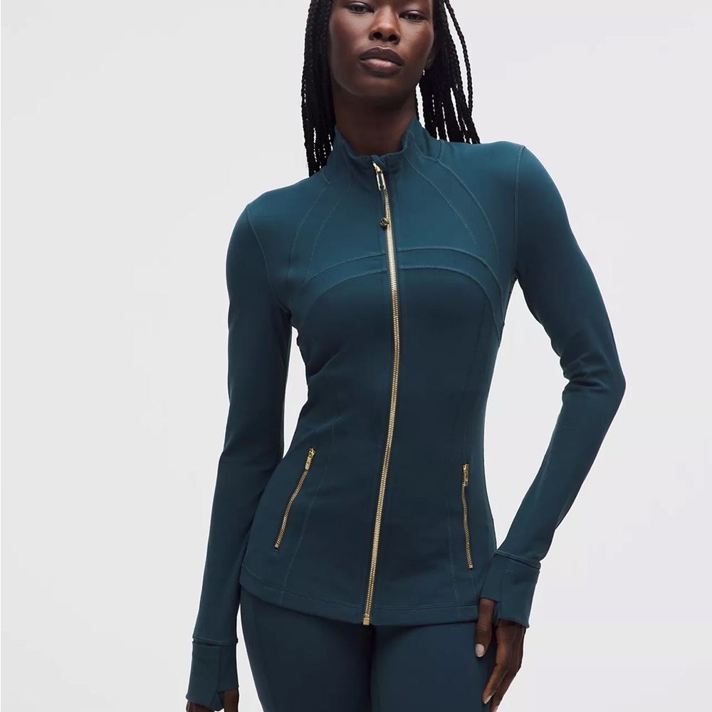 Lululemon Athletica Teal Zip-Up Sweatshirt with Gold Accents